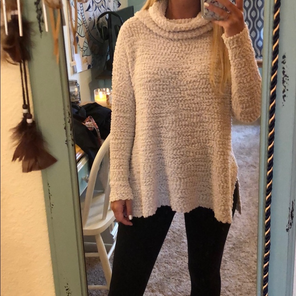 Fuzzy Turtleneck Sweater